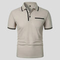 Aaron | Men's Short-Sleeve Polo with Chest Pocket, Classic Polo Shirt | Dressific | Lichtgrijs