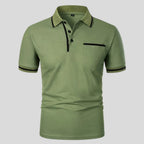 Aaron | Men's Short-Sleeve Polo with Chest Pocket, Classic Polo Shirt | Dressific | Groen