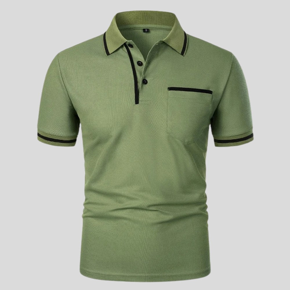 Aaron | Men's Short-Sleeve Polo with Chest Pocket, Classic Polo Shirt | Dressific | Groen