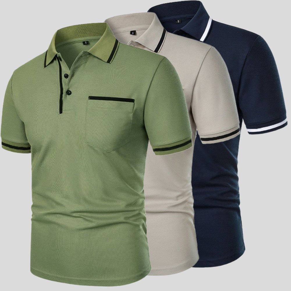 Aaron | Men's Short-Sleeve Polo with Chest Pocket, Classic Polo Shirt | Dressific