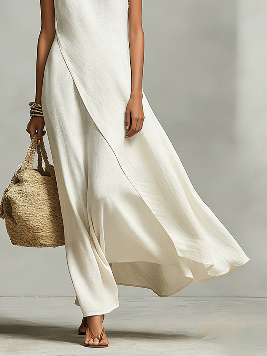 Addison | Women's Ivory Linen Sleeveless Dress, Flattering Summer Dress for Holidays and Everyday Wear, Flattering Summer Dress for Holidays and Everyday Wear - image 4