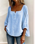 Aimee | Women's Square Neck Blouse, Relaxed Everyday Top | Dressific