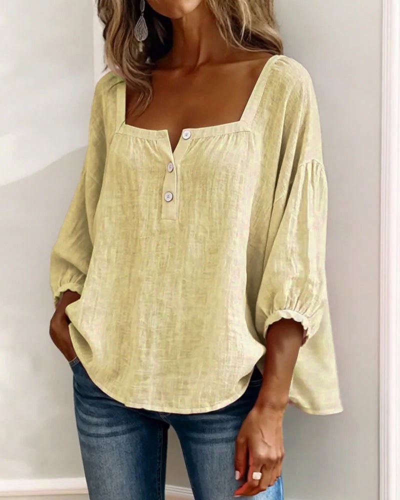 Aimee | Women's Square Neck Blouse, Relaxed Everyday Top | Dressific