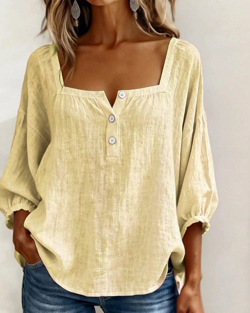 Aimee | Women's Square Neck Blouse, Relaxed Everyday Top | Dressific