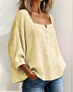 Aimee | Women's Square Neck Blouse, Relaxed Everyday Top | Dressific