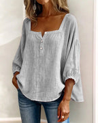 Aimee | Women's Square Neck Blouse, Relaxed Everyday Top | Dressific