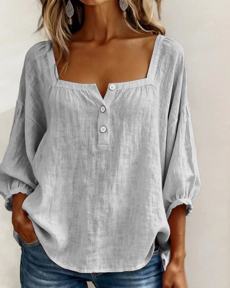 Aimee | Women's Square Neck Blouse, Relaxed Everyday Top | Dressific