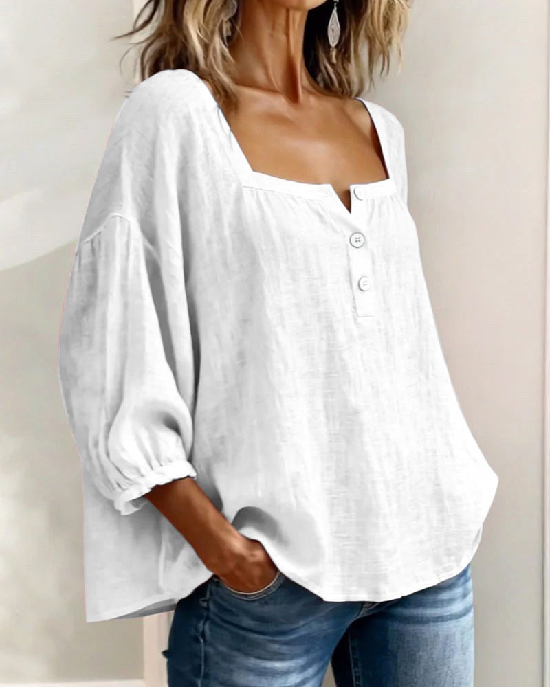 Aimee | Women's Square Neck Blouse, Relaxed Everyday Top | Dressific
