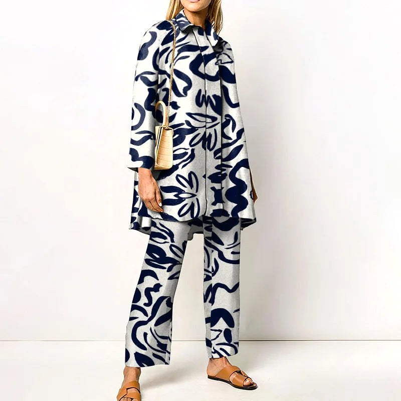 Alyssa | Women's Vintage Two-Piece Set, Coordinated Blouse and Trousers | Dressific