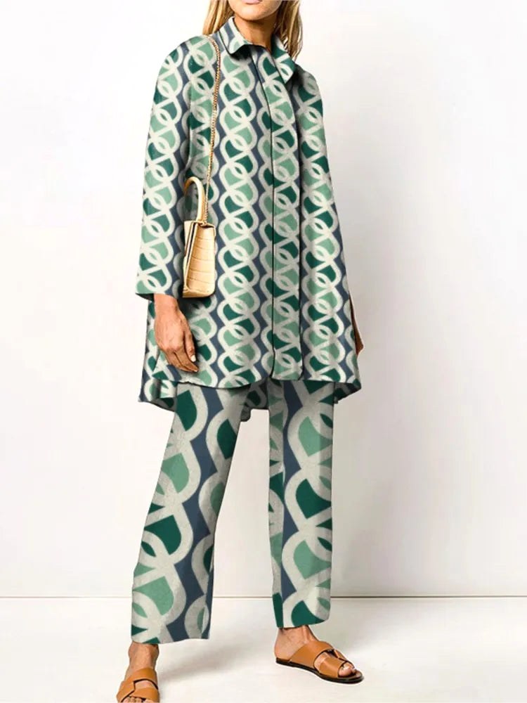 Alyssa | Women's Vintage Two-Piece Set, Coordinated Blouse and Trousers | Dressific