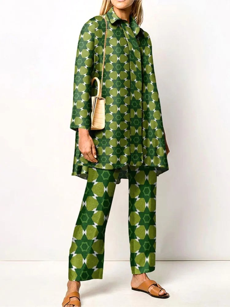 Alyssa | Women's Vintage Two-Piece Set, Coordinated Blouse and Trousers | Dressific