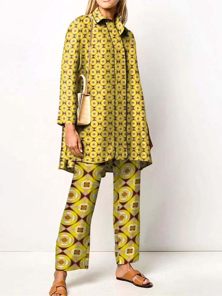 Alyssa | Women's Vintage Two-Piece Set, Coordinated Blouse and Trousers | Dressific