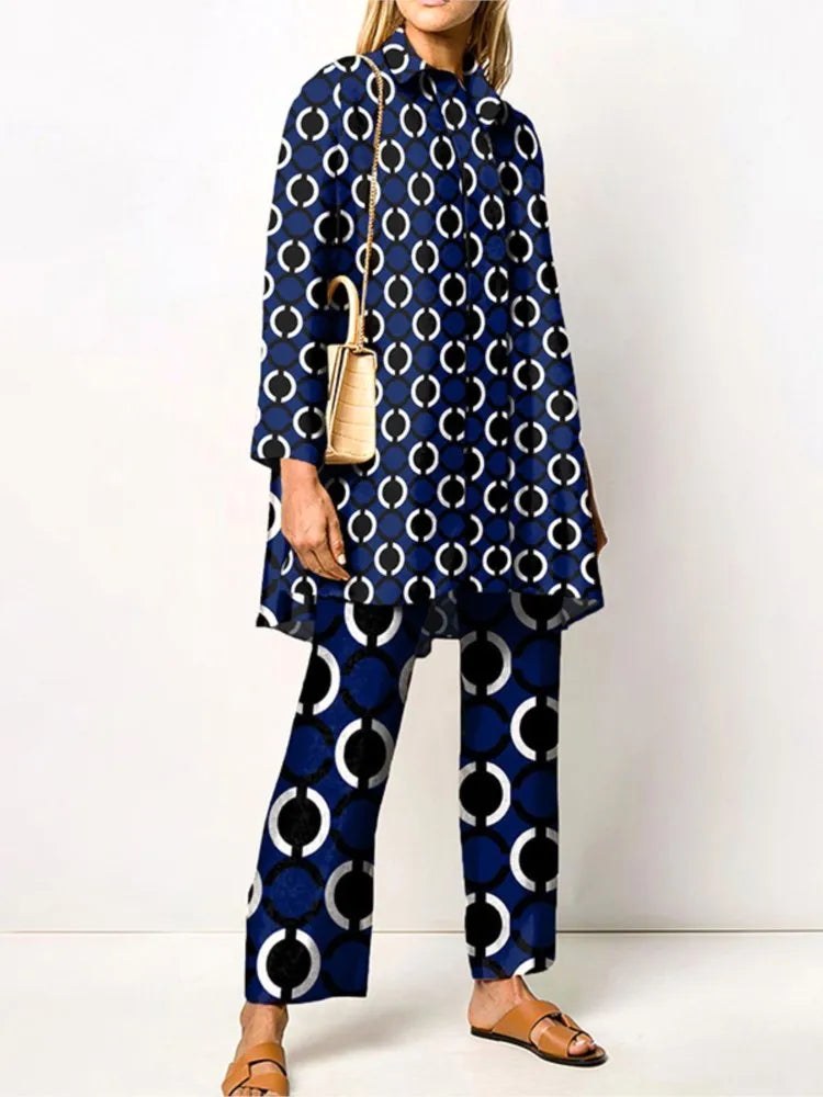Alyssa | Women's Vintage Two-Piece Set, Coordinated Blouse and Trousers | Dressific