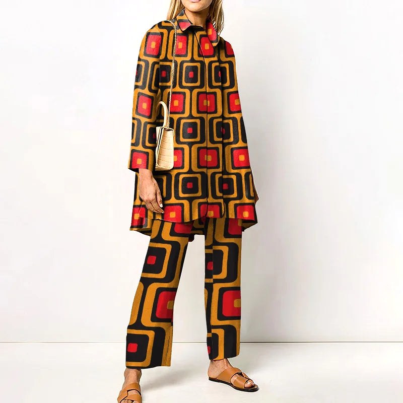 Alyssa | Women's Vintage Two-Piece Set, Coordinated Blouse and Trousers | Dressific