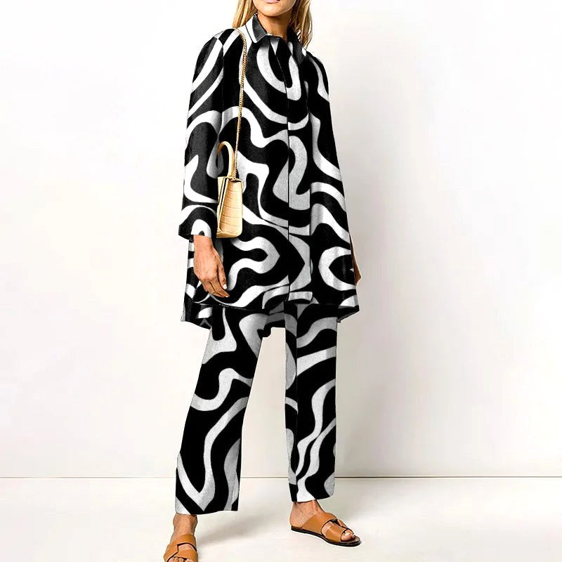 Alyssa | Women's Vintage Two-Piece Set, Coordinated Blouse and Trousers | Dressific