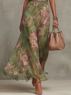 Amelia | Women's Halter Maxi Dress with Floral Print, Chiffon Special Occasion Dress | Dressific