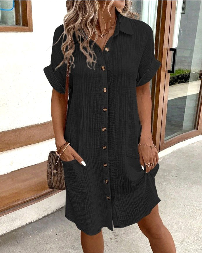 Aurora | Women's Lightweight Linen Summer Dress - Black