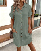 Aurora | Women's Lightweight Linen Summer Dress - Olive