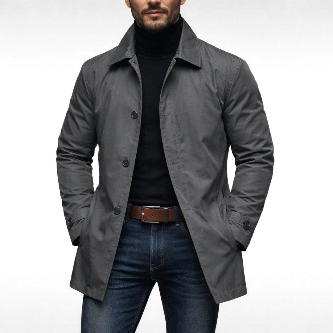 Benjamin | Men's Tailored All-Weather Overcoat, Timeless Autumn Coat | Dressific | Gray