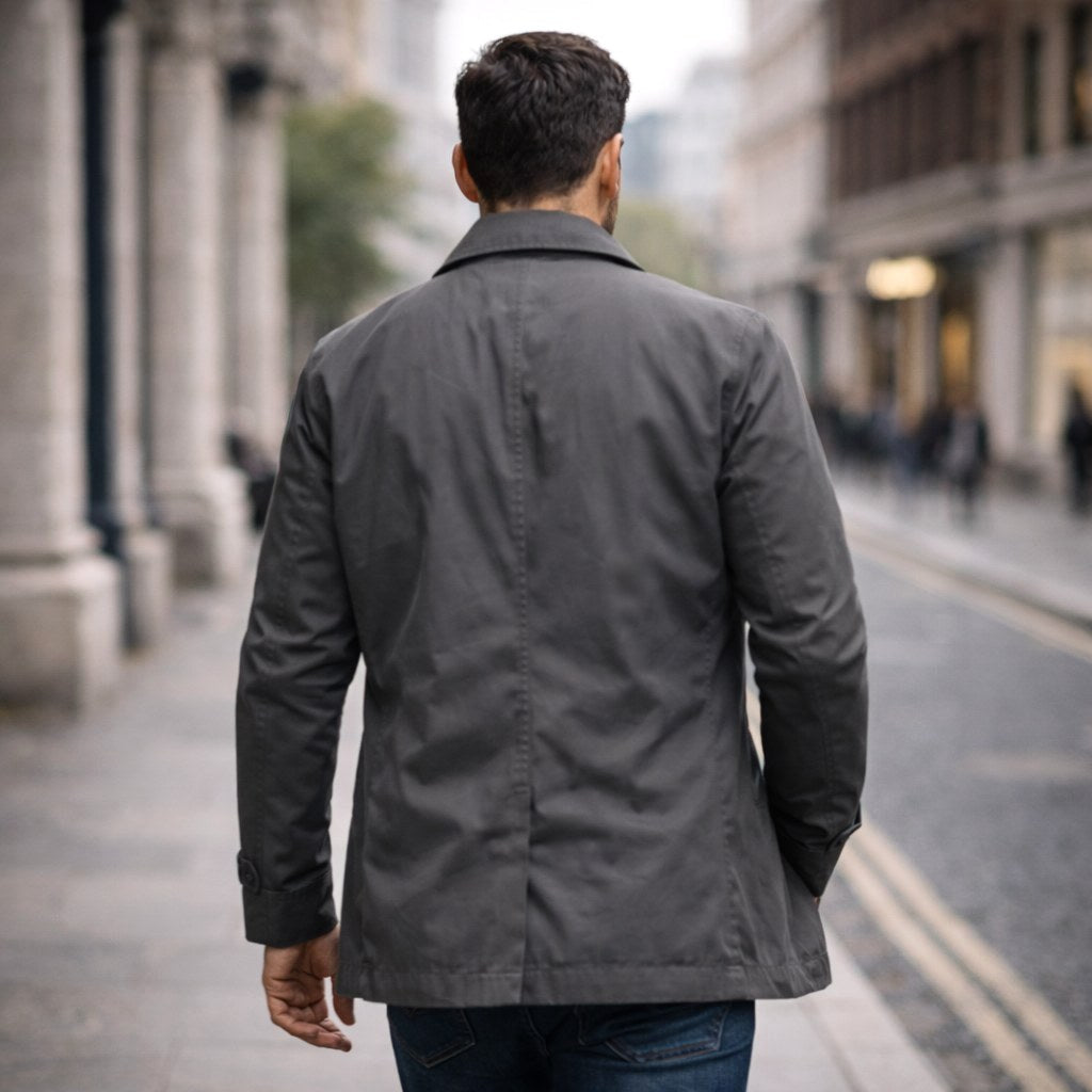 Benjamin | Men's Tailored All-Weather Overcoat, Timeless Autumn Coat | Dressific | Black