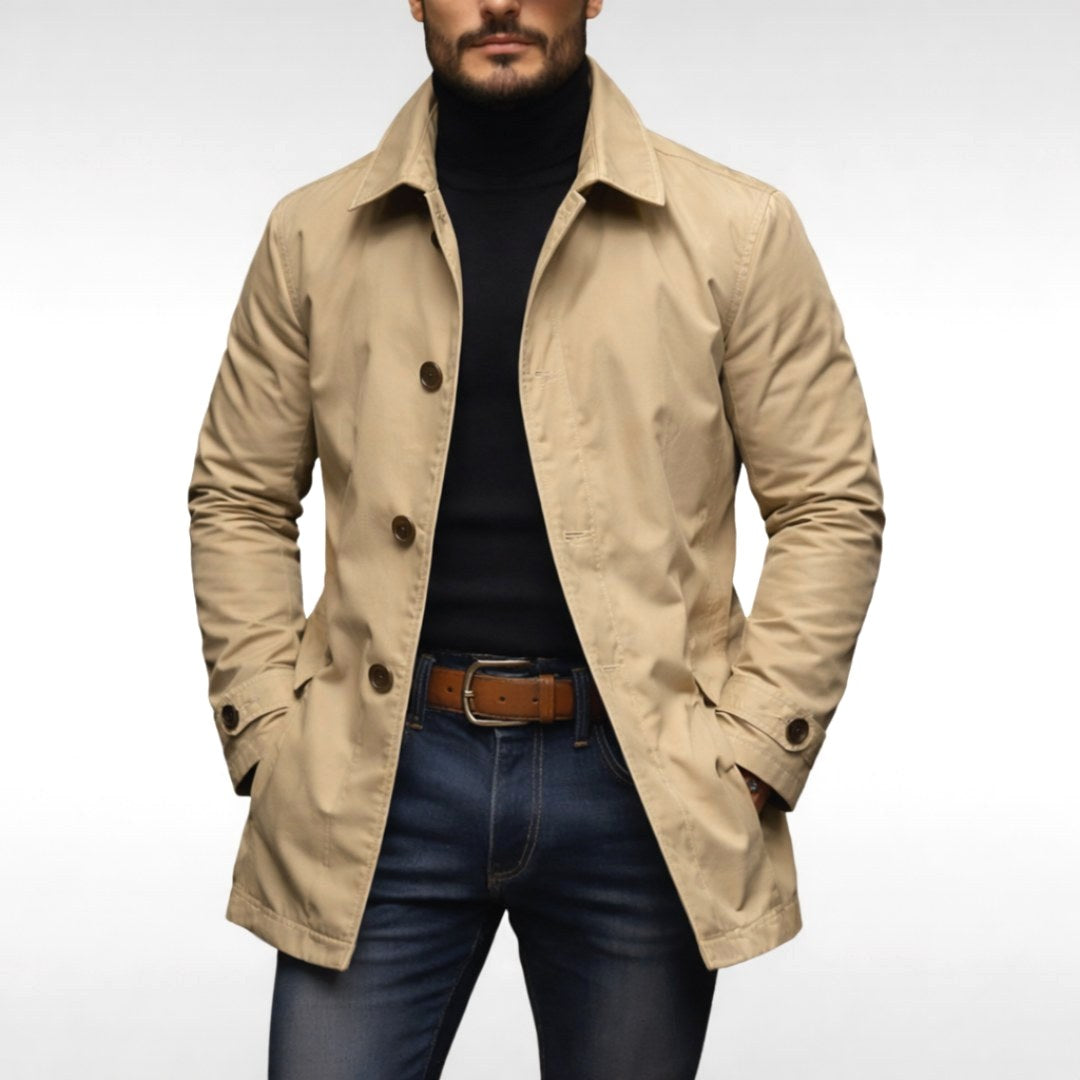 Benjamin | Men's Tailored All-Weather Overcoat, Timeless Autumn Coat | Dressific