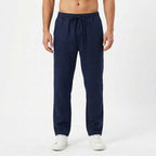 Brett | Men's Linen Trousers with Elastic Waist, Straight-Leg Trousers | Dressific