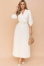 Brielle | Women's V-Neck Plus Size Summer Dress, Flattering Summer Dress for Holidays and Everyday Wear, Flattering Summer Dress for Holidays and Everyday Wear - White