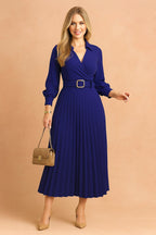 Brielle | Women's V-Neck Plus Size Summer Dress, Flattering Summer Dress for Holidays and Everyday Wear, Flattering Summer Dress for Holidays and Everyday Wear - Blue