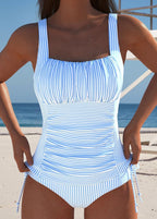 Candice | Women's Striped Tankini Swimsuit with Ruched Sides, Flattering Summer Swimwear for Holidays and Beach Days, Flattering Summer Swimwear for Holidays and Beach Days - image 3