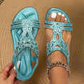 Carissa | Women's Orthopedic Flat Sandals with Rhinestone Details, Supportive Everyday Sandals | Dressific | Light Blue