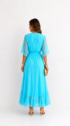 Casey | Women's Wrap-Front Chiffon Midi Dress, Flowing Occasion Dress | Dressific