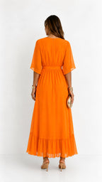 Casey | Women's Wrap-Front Chiffon Midi Dress, Flowing Occasion Dress | Dressific