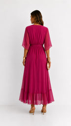 Casey | Women's Wrap-Front Chiffon Midi Dress, Flowing Occasion Dress | Dressific