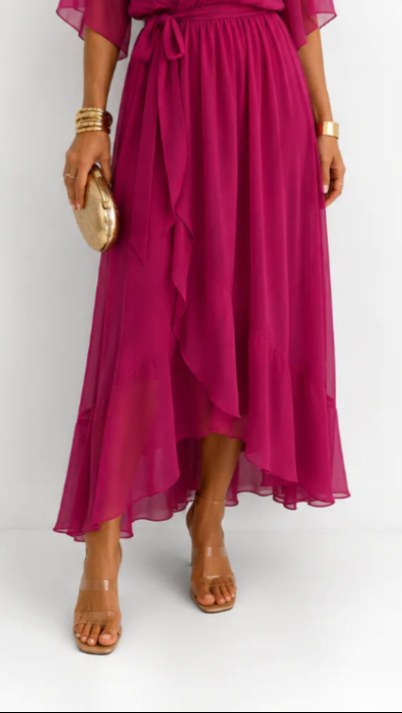Casey | Women's Wrap-Front Chiffon Midi Dress, Flowing Occasion Dress | Dressific