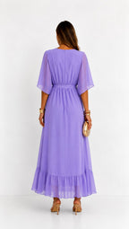 Casey | Women's Wrap-Front Chiffon Midi Dress, Flowing Occasion Dress | Dressific