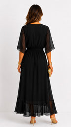 Casey | Women's Wrap-Front Chiffon Midi Dress, Flowing Occasion Dress | Dressific