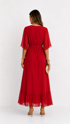 Casey | Women's Wrap-Front Chiffon Midi Dress, Flowing Occasion Dress | Dressific