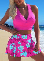 Cassie | Women's Floral Tie-Waist Cover-Up Skirt, Flowy Summer Skirt for Holidays and Everyday Wear, Flowy Summer Skirt for Holidays and Everyday Wear - Neon Pink-Red