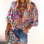 Chelsea | Women's Floral Boho Blouse, V-Neck Relaxed Fit Top | Dressific | Roze