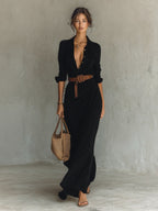 Claire | Women's Belted Long Sleeve Maxi Dress, Flattering Summer Dress for Holidays and Everyday Wear, Flattering Summer Dress for Holidays and Everyday Wear - image 7