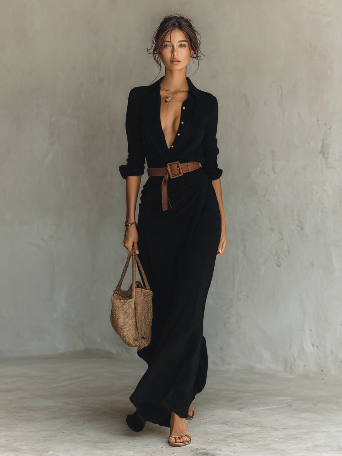 Claire | Women's Belted Long Sleeve Maxi Dress, Flattering Summer Dress for Holidays and Everyday Wear, Flattering Summer Dress for Holidays and Everyday Wear - image 7