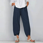Clara | Women's Chic Linen Summer Pants - Khaki
