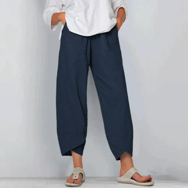 Clara | Women's Chic Linen Summer Pants - Khaki