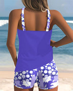 Clarissa | Women's Floral Tankini Swimsuit with Racerback, Flattering Summer Swimwear for Holidays and Beach Days, Flattering Summer Swimwear for Holidays and Beach Days - Black