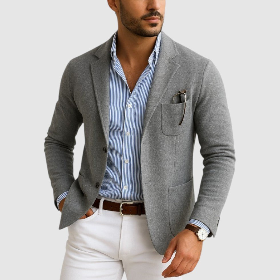 Connor | Men's Tailored Blazer with Notch Lapels, Classic Suit Jacket | Dressific | Gris