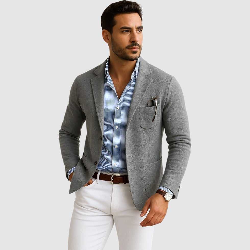 Connor | Men's Tailored Blazer with Notch Lapels, Classic Suit Jacket | Dressific | Azul
