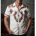 Cooper | Men's Western Floral Print Short-Sleeve Shirt, Point Collar Shirt | Dressific