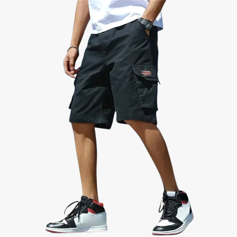Damon | Men's Cotton Cargo Shorts, Relaxed-Fit Outdoor Shorts | Dressific | Zwart