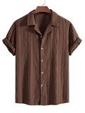 Darcy | Men's Textured Camp Collar Shirt, Relaxed Short-Sleeve Shirt | Dressific | Brown