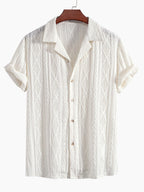 Darcy | Men's Textured Camp Collar Shirt, Relaxed Short-Sleeve Shirt | Dressific | Beige